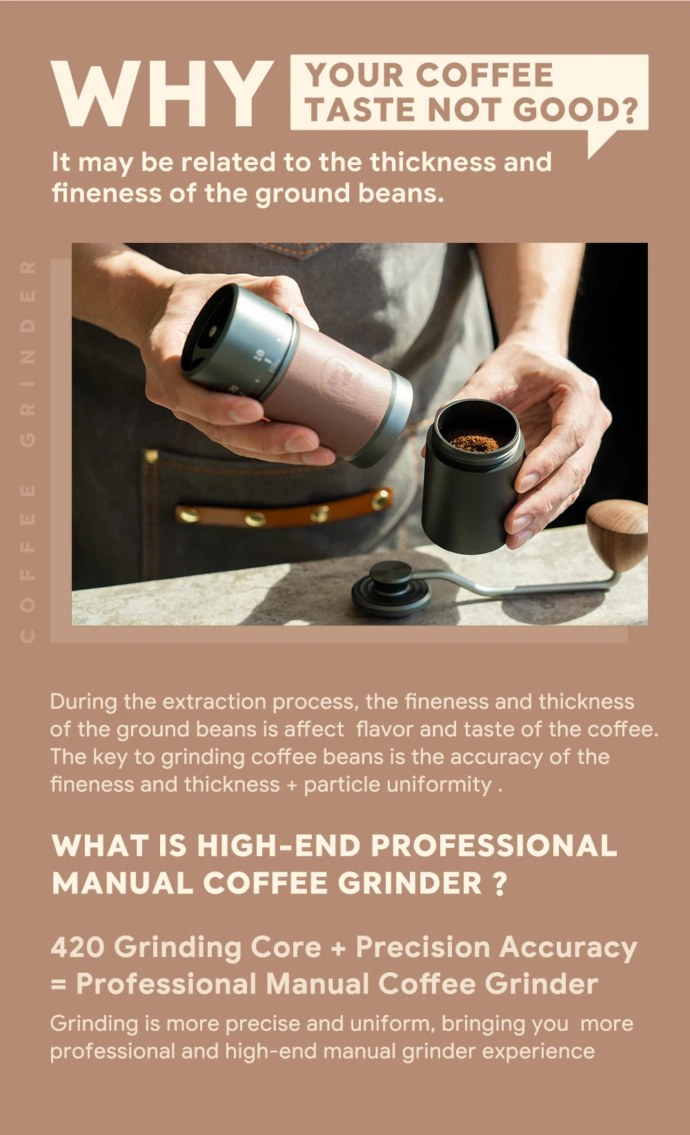 Manual Coffee Grinder Portable High Quality Hand Grinder Hexagon Stainless Steel Ball Grinder Adjust Coffee Thickness