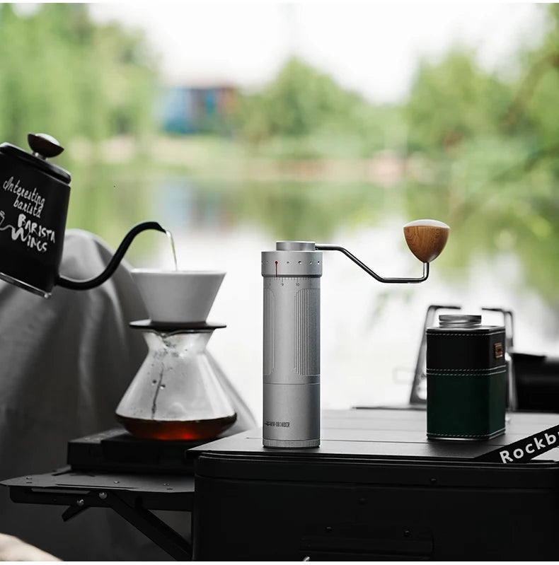 MHW-3BOMBER Manual Coffee Grinder 0.016mm/Click Conical Burr for Espresso Pour Over Adjustable Stainless Steel Barista Tool
