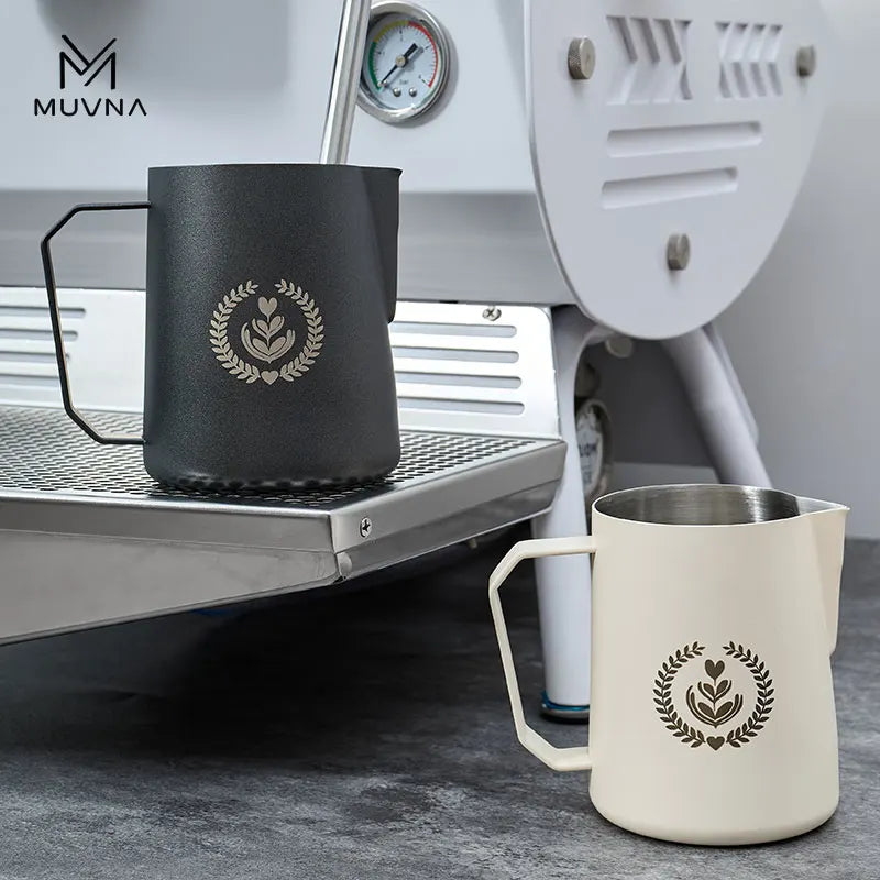 MUVNA Espresso Milk Pitcher, 350/450/600ml Coffee Milk Frothing Jug, Sharp Spout Latte Art Pitcher with Wide Thick Handle
