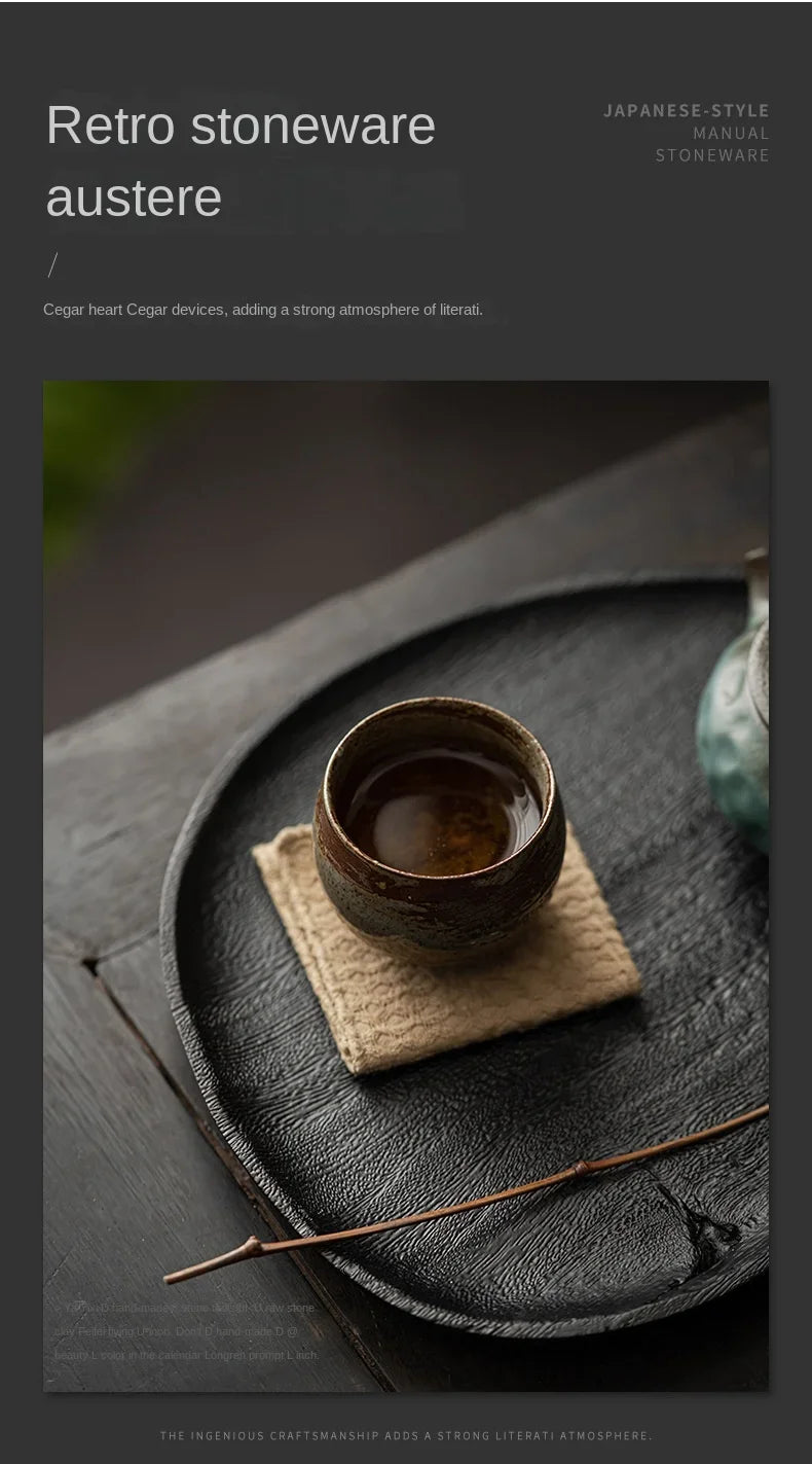 Japanese Style Handmade Stoneware Tea Cup Kung Fu Tea Set Tea Cup Small Single Cup Ancient Style Quiet Road Cup Bowl Teacup