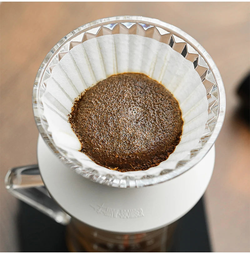 MHW-3BOMBER Glass Coffee Filter Cups and Espresso Filter Paper Set Reusable Cone Pour Over Coffee Dripper Filters Accessorie