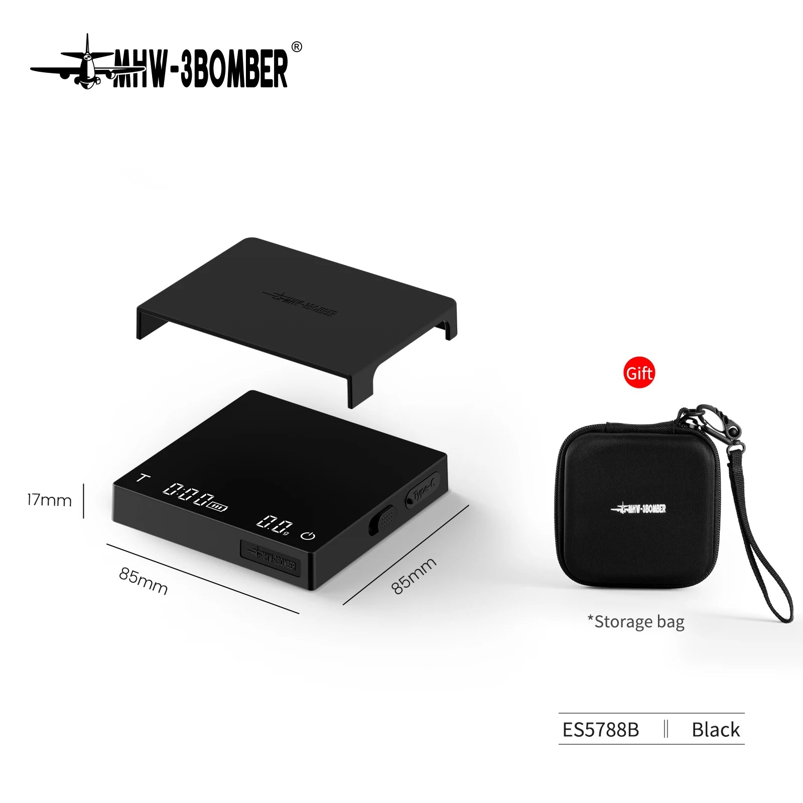 MHW-3BOMBER Digital Kitchen Coffee Scale High Precision Cyclic Rechargeable Espresso Electronic Scale Home Barista Accessories