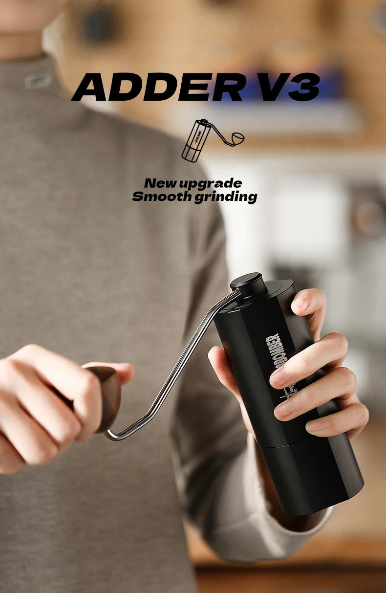 MHW-3BOMBER 38mm Manual Coffee Grinder Magnetic 7 Core Stainless Steel Burr 24 Adjustable Settings Home Barista Accessories