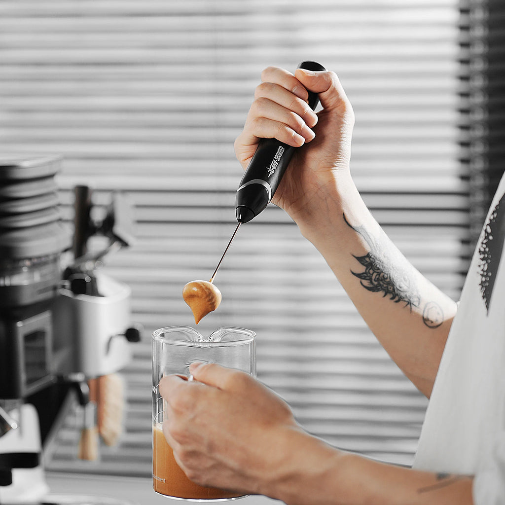 MHW-3BOMBER Electric Milk Frother Rechargeable Handheld Egg Foam Maker with Stainless Whisk for Coffee Latte Cappuccino
