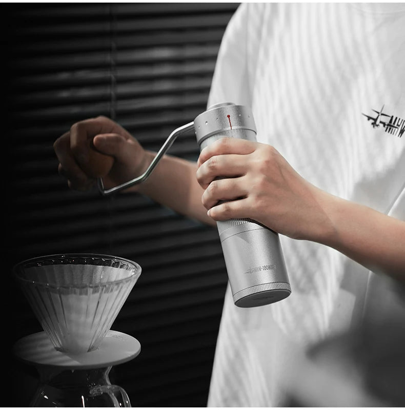 MHW-3BOMBER Manual Coffee Grinder 0.016mm/Click Conical Burr for Espresso Pour Over Adjustable Stainless Steel Barista Tool