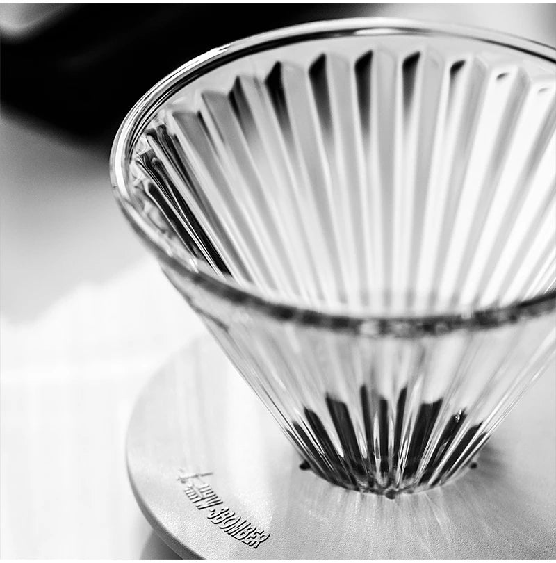 MHW-3BOMBER Glass Coffee Filter Cups and Espresso Filter Paper Set Reusable Cone Pour Over Coffee Dripper Filters Accessorie