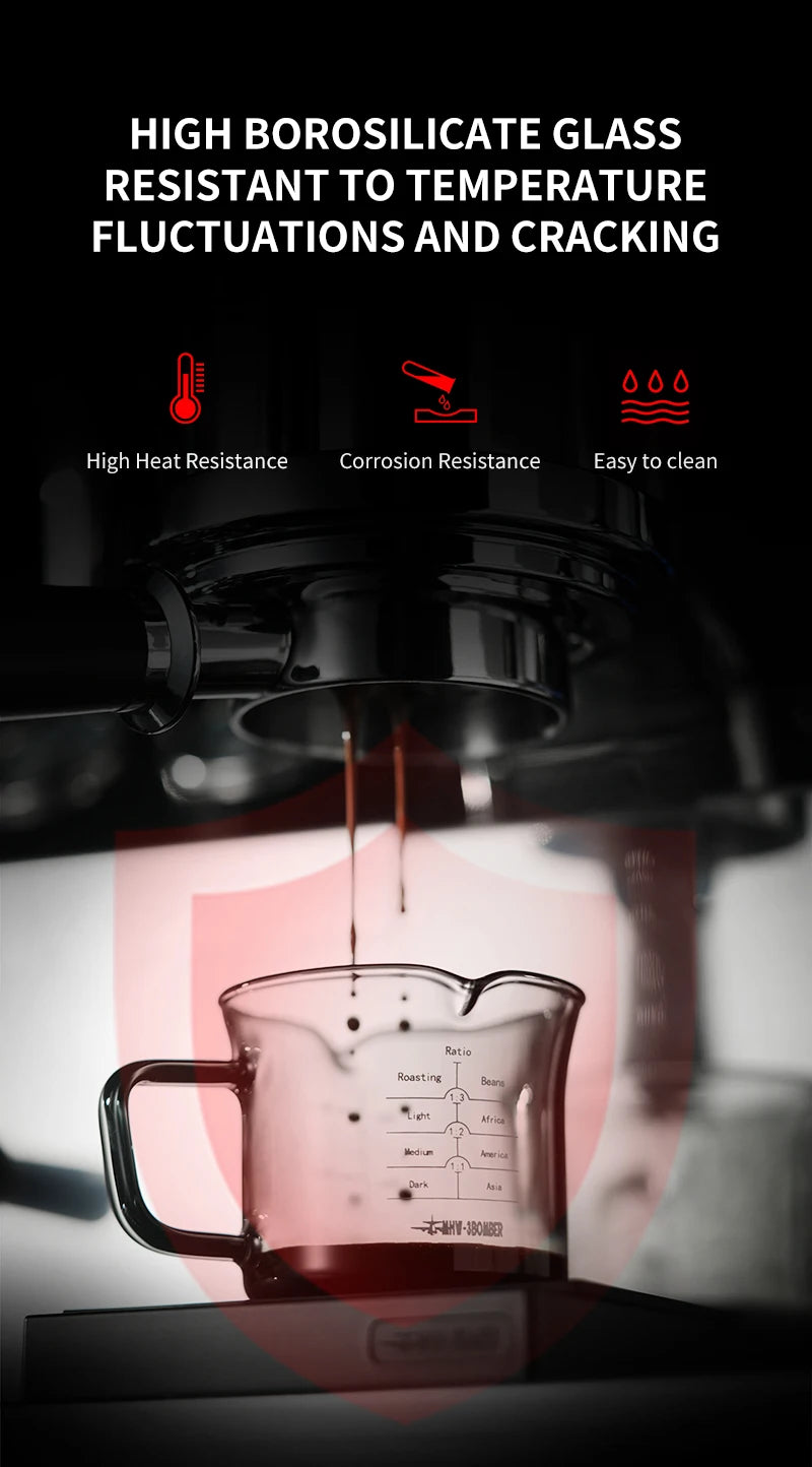 MHW-3BOMBER 120ML Glass Measuring Cup Single & Double Spout Espresso Measuring Cup with Scale Barista Tool Coffee Accessories
