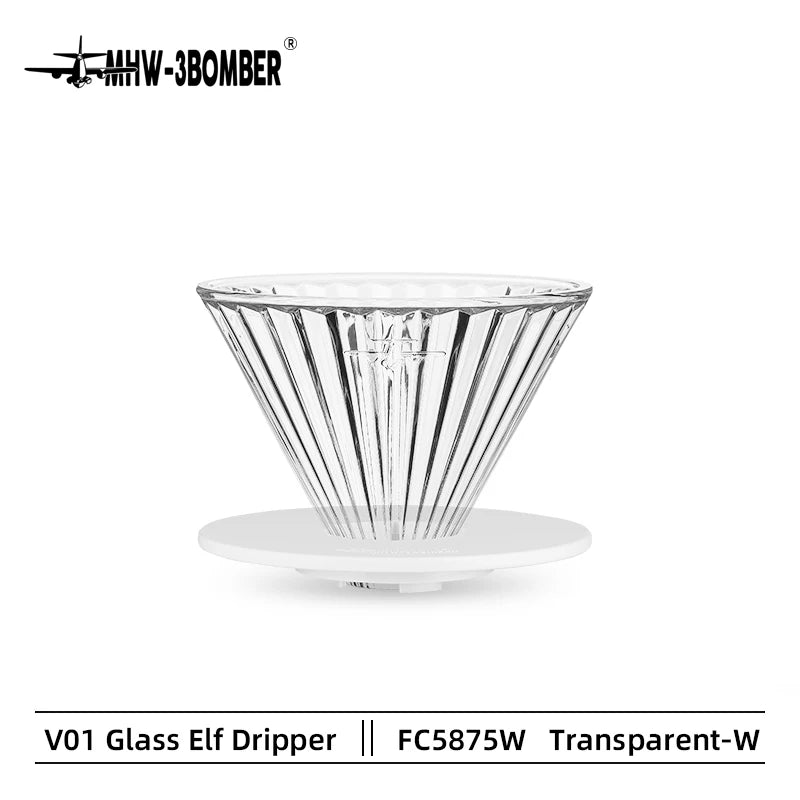 MHW-3BOMBER Glass Coffee Filter Cups and Espresso Filter Paper Set Reusable Cone Pour Over Coffee Dripper Filters Accessorie