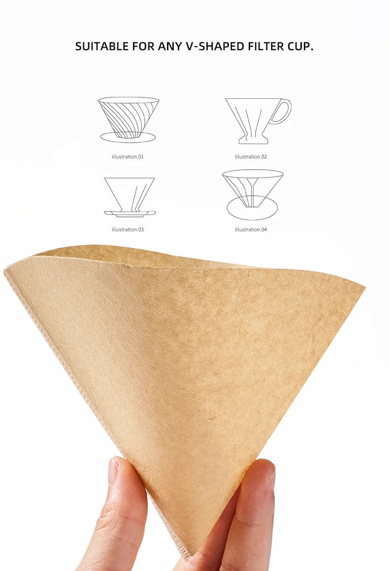 YRP 60 V Coffee Filter Paper Count Disposable Coffer Filters Natural Cone V-Shaped Unbleached Filter for v&60 Coffee Dripper