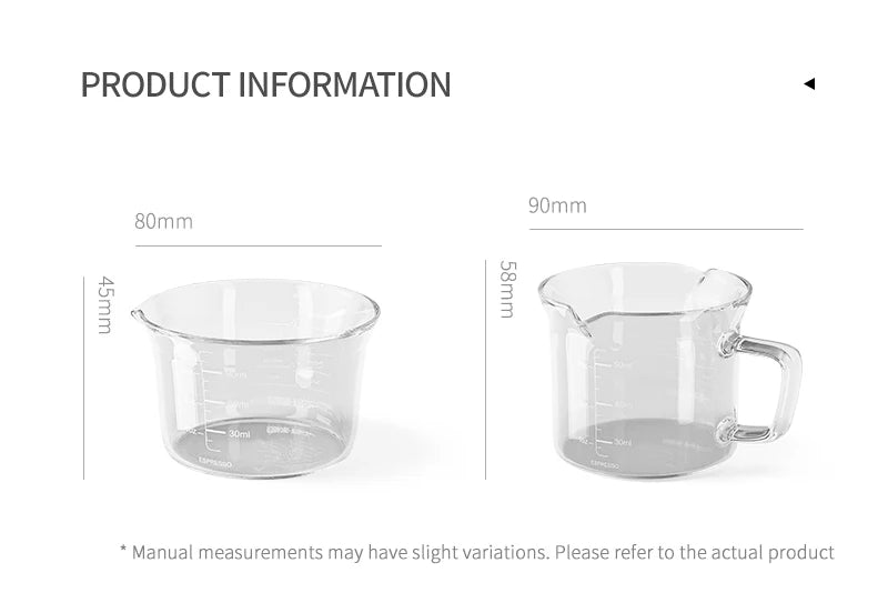 MHW-3BOMBER 120ML Glass Measuring Cup Single & Double Spout Espresso Measuring Cup with Scale Barista Tool Coffee Accessories