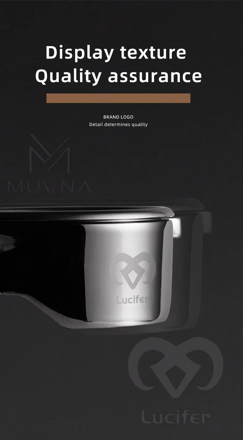 MUVNA Espresso Bottomless Portailfter Lucifer Series, Naked Portafilter with Basket Fits E61/Nuova/Delonghi/Breville Machines