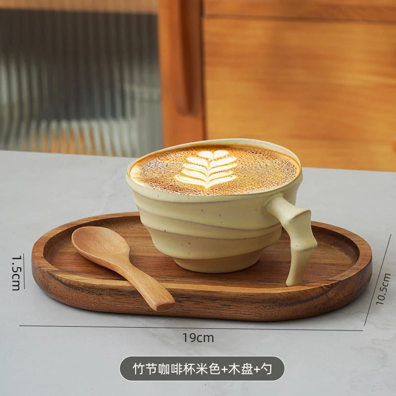 Vintage bamboo coffee cup ceramic mug creative high-end exquisite Japanese niche cup