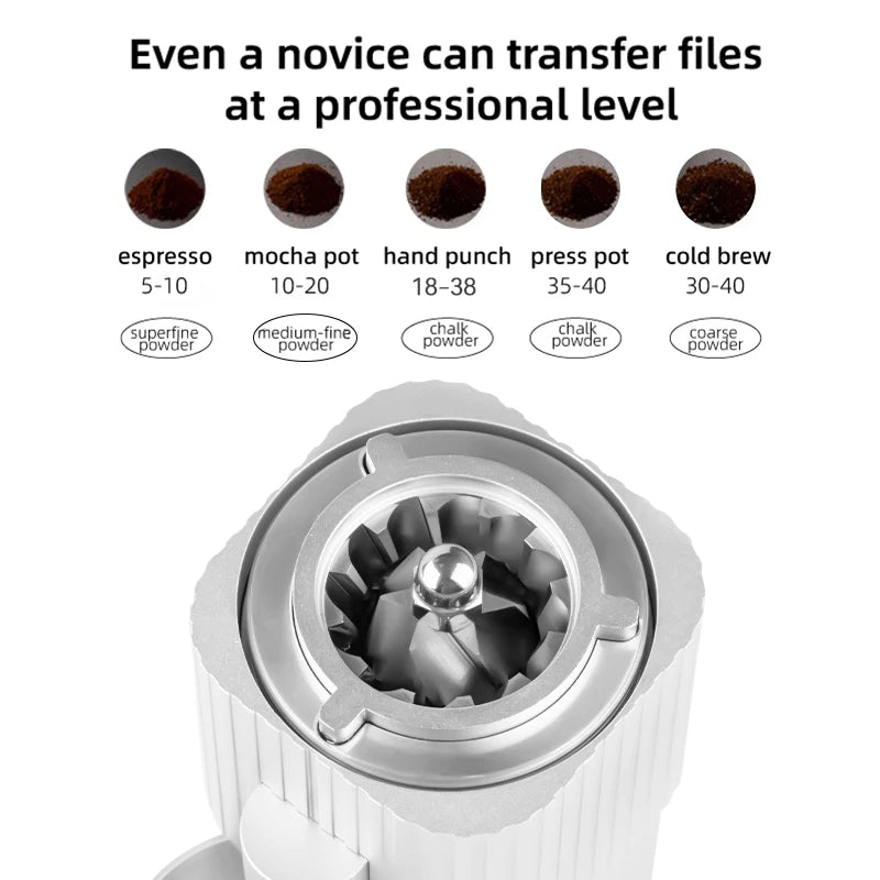 CF WISDOM Portable Electric Coffee coffee accessories Adjustable Coarseness Rechargeable, Aluminum Body, Magnetic
