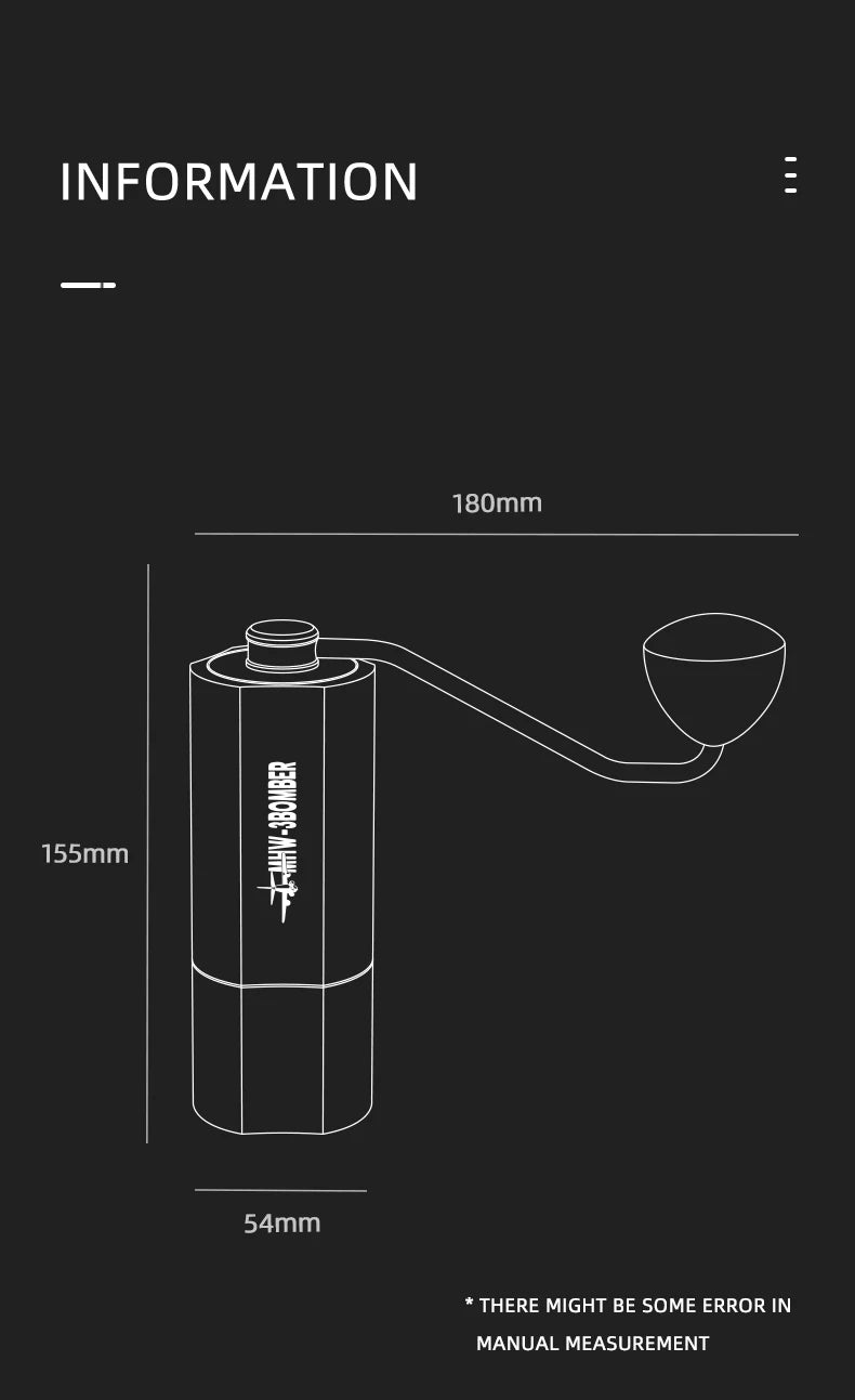 MHW-3BOMBER 38mm Manual Coffee Grinder Magnetic 7 Core Stainless Steel Burr 24 Adjustable Settings Home Barista Accessories