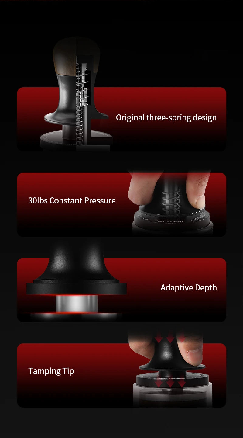 MHW-3BOMBER Constant Pressure Coffee Tamper 45.5mm 49.7mm 51mm 53.35mm 58mm 58.5mm Espresso Flat Tampers Loaded Barista Tool